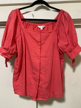 Lauren Conrad, tangerine, button-down blouse, size M